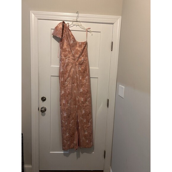 Rickie Freeman by Teri Jon Size 10 Pink Bow One-Shoulder Dress Wedding Formal - Picture 6 of 11